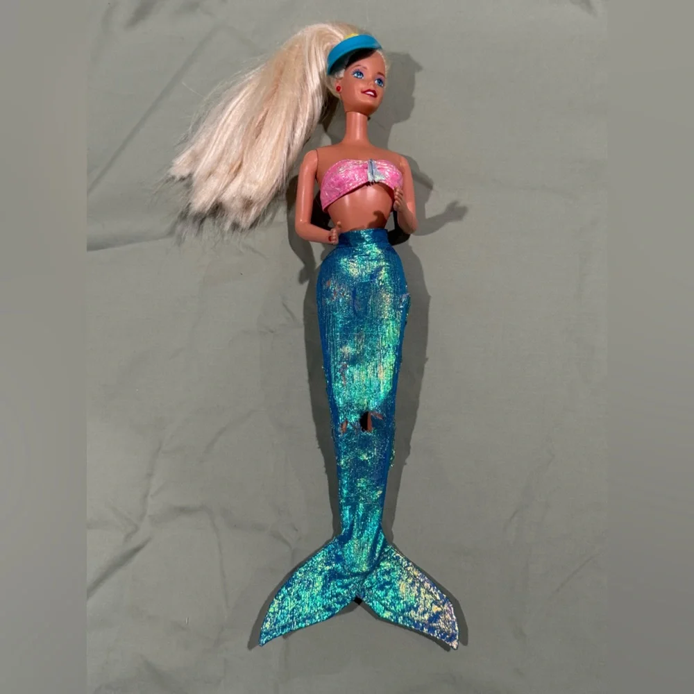 Vintage Barbie 1980s 1990s Mermaid Outfit Visor Blonde Doll Collectable